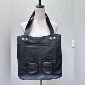 Konjo Black Highland Nappa Leather Satchel/Messenger Bag for Men or Women